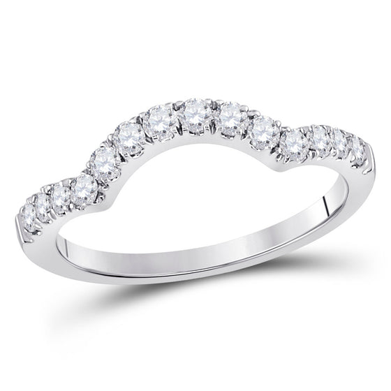 14k White Gold Womens Round Diamond Solitaire Enhancer Wedding Band 1/2 Cttw