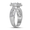 14k White Gold Round Diamond Cluster Bridal Wedding Engagement Ring 1-1/2 Cttw