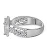 14k White Gold Round Diamond Cluster Bridal Wedding Engagement Ring 1-1/2 Cttw