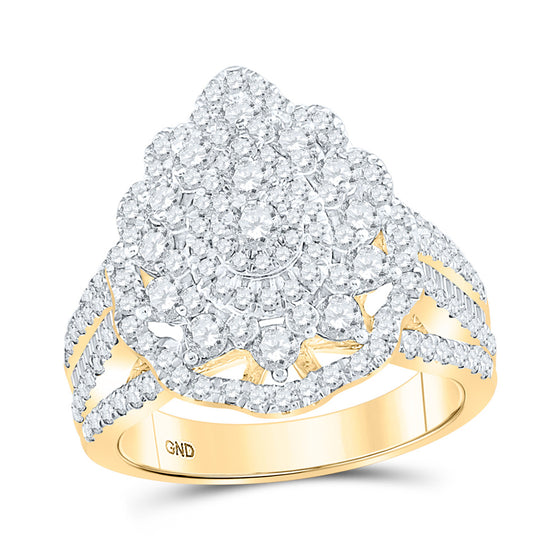 14k Yellow Gold Round Diamond Pear Bridal Wedding Engagement Ring 1-3/4 Cttw