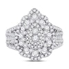 14k White Gold Round Diamond Cluster Pear Bridal Wedding Engagement Ring 1-3/4 Cttw