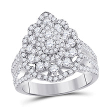  14k White Gold Round Diamond Cluster Pear Bridal Wedding Engagement Ring 1-3/4 Cttw