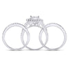 14k White Gold Princess Diamond Bridal Wedding Ring Band Set 2-1/2 Cttw