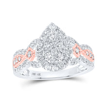  14k Two-tone Gold Diamond Teardrop Cluster Bridal Wedding Engagement Ring 1 Cttw