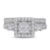 10k White Gold Princess Diamond Bridal Wedding Ring Band Set 1 Cttw