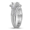 10k White Gold Princess Diamond Bridal Wedding Ring Band Set 1 Cttw