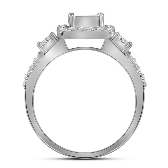 10k White Gold Princess Diamond Bridal Wedding Ring Band Set 1 Cttw