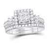10k White Gold Princess Diamond Bridal Wedding Ring Band Set 1 Cttw