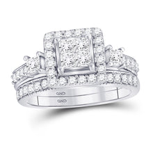  10k White Gold Princess Diamond Bridal Wedding Ring Band Set 1 Cttw
