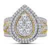14k Yellow Gold Round Diamond Teardrop Bridal Wedding Engagement Ring 2 Cttw