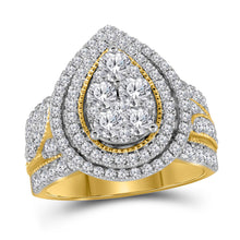  14k Yellow Gold Round Diamond Teardrop Bridal Wedding Engagement Ring 2 Cttw