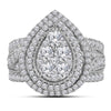 14k White Gold Round Diamond Pear Cluster Bridal Wedding Engagement Ring 2 Cttw