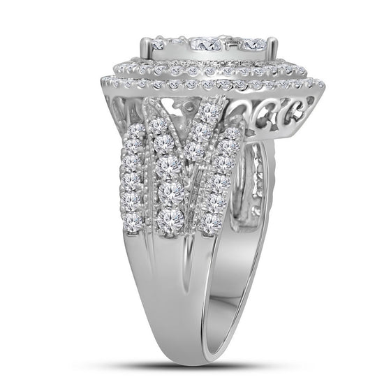 14k White Gold Round Diamond Pear Cluster Bridal Wedding Engagement Ring 2 Cttw