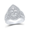 14k White Gold Round Diamond Pear Cluster Bridal Wedding Engagement Ring 2 Cttw