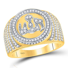  10k Yellow Gold Mens Round Diamond Allah Circle Ring 1 Cttw