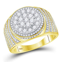  10k Yellow Gold Mens Round Diamond Circle Flower Cluster Ring 2 Cttw