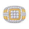 14k Yellow Gold Mens Round Diamond Ribbed Square Cluster Ring 5 Cttw