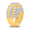 14k Yellow Gold Mens Round Diamond Ribbed Square Cluster Ring 5 Cttw