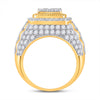 14k Yellow Gold Mens Round Diamond Ribbed Square Cluster Ring 5 Cttw