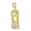 10k Yellow Gold Mens Round Diamond Jesus Face Charm Pendant 1/4 Cttw