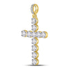 10k Yellow Gold Mens Round Diamond Cross Charm Pendant 1/3 Cttw