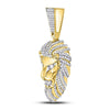 10k Yellow Gold Mens Round Diamond Lion Charm Pendant 1-1/3 Cttw