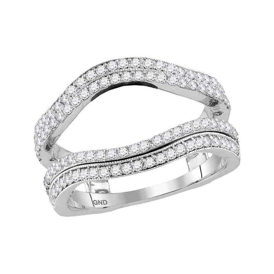 14k White Gold Womens Round Diamond Solitaire Enhancer Wedding Band 3/4 Cttw