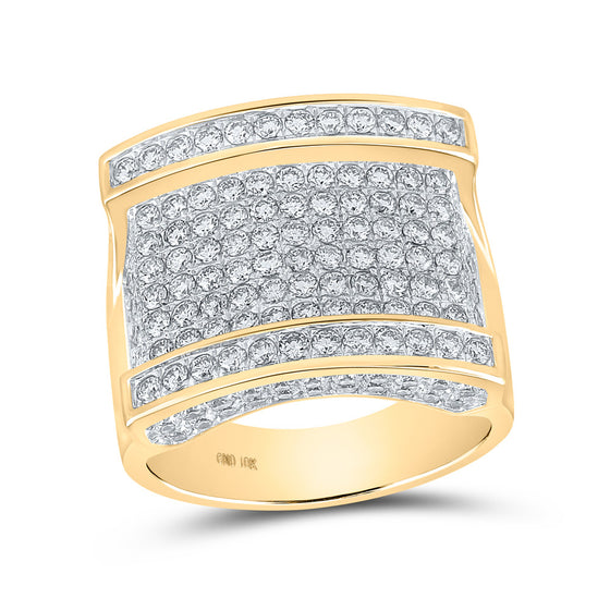 10k Yellow Gold Mens Round Diamond Cluster Ring 3-1/4 Cttw