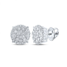  14k White Gold Womens Round Diamond Cluster Earrings 1-1/4 Cttw