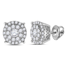  14k White Gold Womens Round Diamond Cluster Earrings 5/8 Cttw