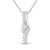 14k White Gold Womens Round Diamond 2-stone Pendant 1 Cttw