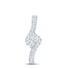  14k White Gold Womens Round Diamond 2-stone Pendant 1 Cttw
