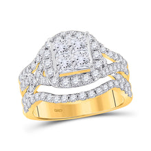  14k Yellow Gold Princess Diamond Cluster Bridal Wedding Engagement Ring 2 Cttw