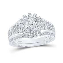  14k White Gold Round Diamond Bridal Wedding Ring Band Set 1 Cttw