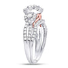14k White Gold Round Diamond Bridal Wedding Ring Band Set 1-1/2 Cttw