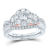 14k White Gold Round Diamond Bridal Wedding Ring Band Set 1-1/2 Cttw