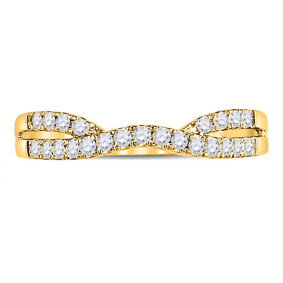 14k Yellow Gold Womens Round Diamond Contour Enhancer Wedding Band 1/4 Cttw