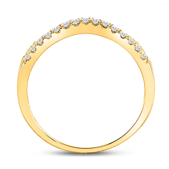 14k Yellow Gold Womens Round Diamond Contour Enhancer Wedding Band 1/4 Cttw
