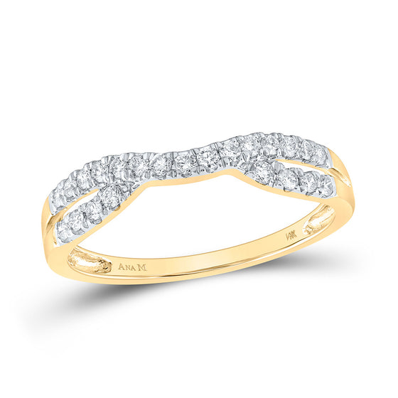14k Yellow Gold Womens Round Diamond Contour Enhancer Wedding Band 1/4 Cttw