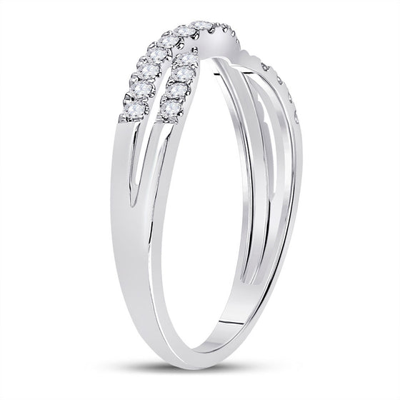 14k White Gold Womens Round Diamond Ring Contour Enhancer Wedding Band 1/4 Cttw