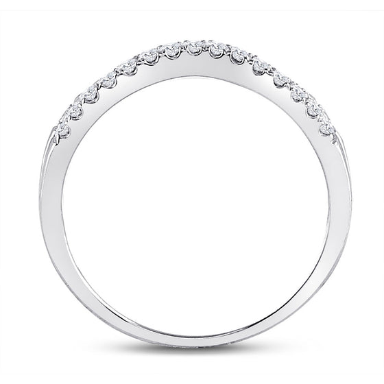 14k White Gold Womens Round Diamond Ring Contour Enhancer Wedding Band 1/4 Cttw