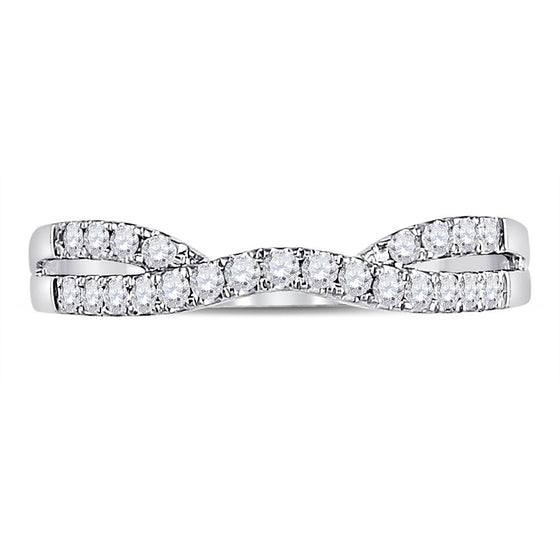 14k White Gold Womens Round Diamond Ring Contour Enhancer Wedding Band 1/4 Cttw