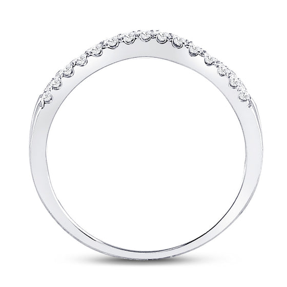 14k White Gold Womens Round Diamond Ring Contour Enhancer Wedding Band 1/4 Cttw