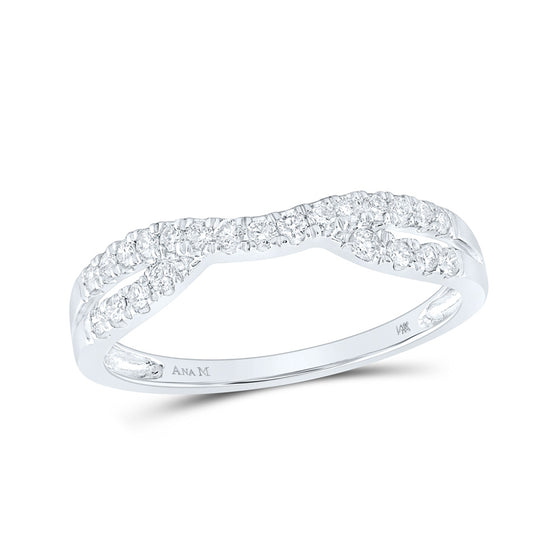 14k White Gold Womens Round Diamond Ring Contour Enhancer Wedding Band 1/4 Cttw
