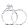 14k White Gold Pear Diamond Halo Bridal Wedding Ring Band Set 1 Cttw