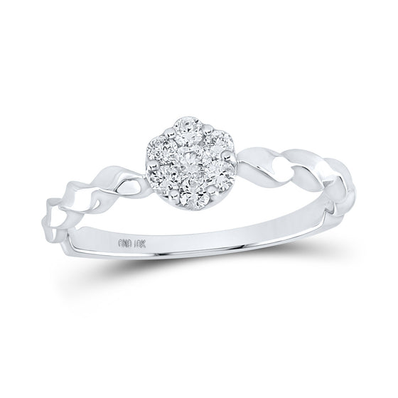 10k White Gold Womens Round Diamond Flower Cluster Stackable Band Ring 1/4 Cttw
