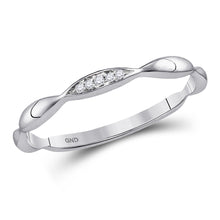  10k White Gold Womens Round Diamond Contour Stackable Band Ring .02 Cttw