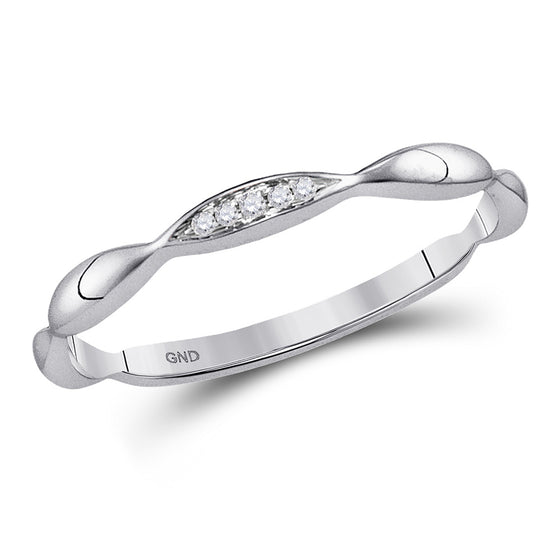 10k White Gold Womens Round Diamond Contour Stackable Band Ring .02 Cttw