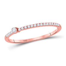  10k Rose Gold Womens Round Diamond Solitaire Stackable Band Ring 1/6 Cttw