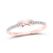  10k Rose Gold Womens Round Diamond Infinity Knot Stackable Band Ring 1/10 Cttw